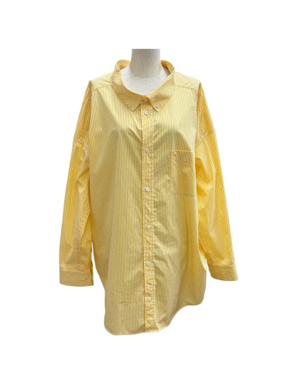 Balenciaga Cotton 100% Oversized Back Logo Stripe Long Sleeve Shirt Yellow